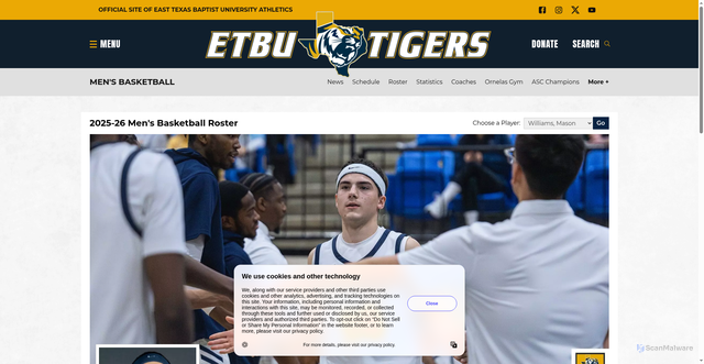 Security scan screenshot of https://goetbutigers.com/sports/mens-basketball/roster/mason-williams/10673