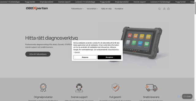 Security scan screenshot of https://obdxperten.se