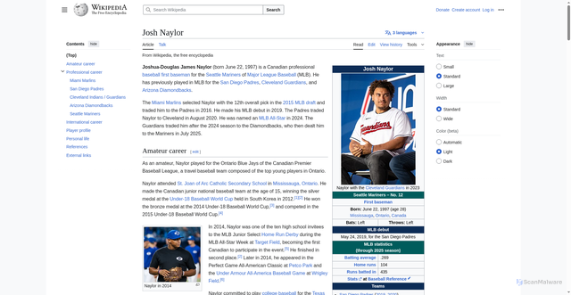 Security scan screenshot of https://en.wikipedia.org/wiki/Josh_Naylor