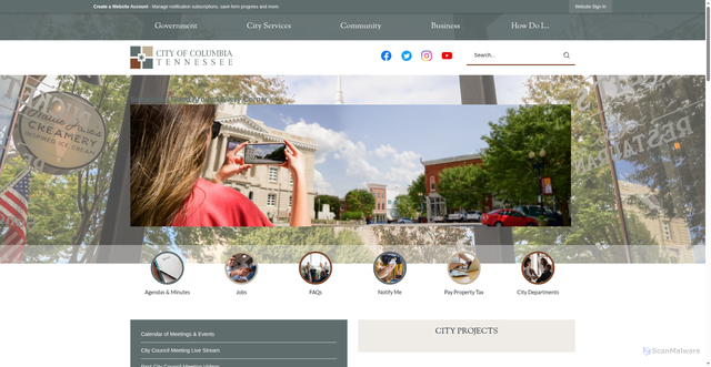 Security scan screenshot of https://columbiatn.gov/