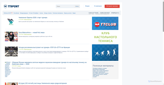 Security scan screenshot of https://www.ttsport.ru