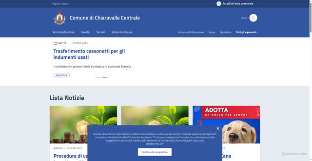Security scan screenshot of https://comune.chiaravallecentrale.cz.it/