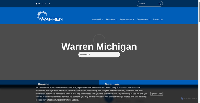 Security scan screenshot of https://www.cityofwarren.org/