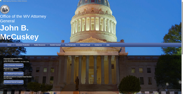 Security scan screenshot of https://ago.wv.gov/Pages/default.aspx