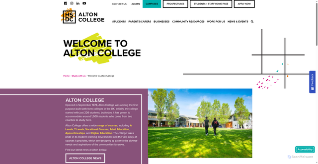 Security scan screenshot of http://www.altoncollege.ac.uk