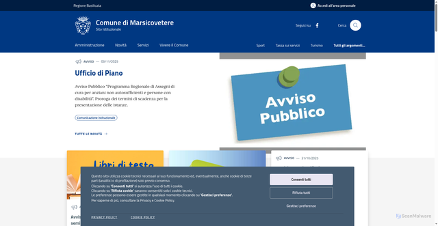 Security scan screenshot of https://www.comune.marsicovetere.pz.it/