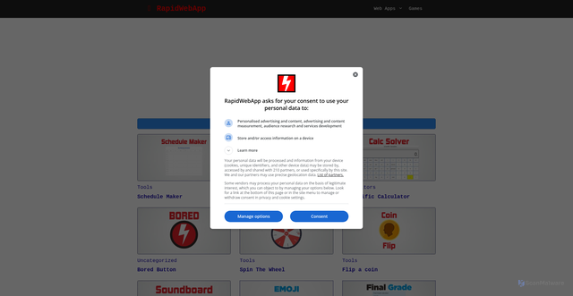 Security scan screenshot of https://rapidwebapp.com
