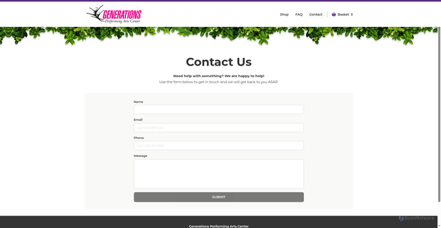 Security scan screenshot of https://generationsperforming.sowzer.com/contact