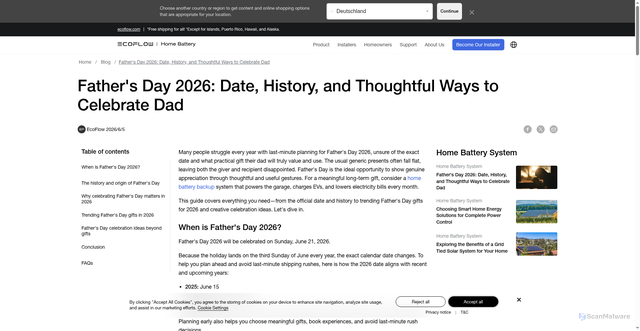 Security scan screenshot of https://energy.ecoflow.com/us/blog/fathers-day-2026