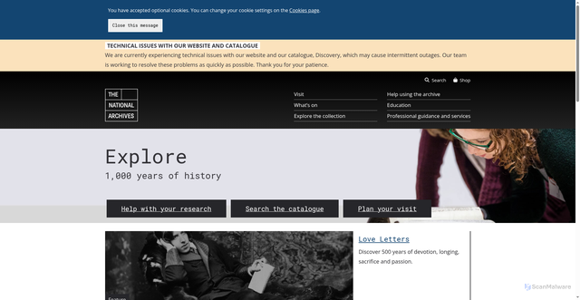 Security scan screenshot of https://www.nationalarchives.gov.uk/