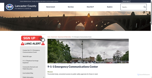 Security scan screenshot of https://lancastercountypa.gov/134/9-1-1-Emergency-Communications-Center