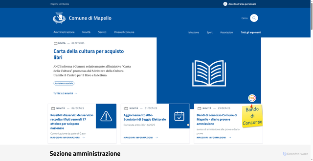 Security scan screenshot of https://www.comune.mapello.bg.it/home/index.html
