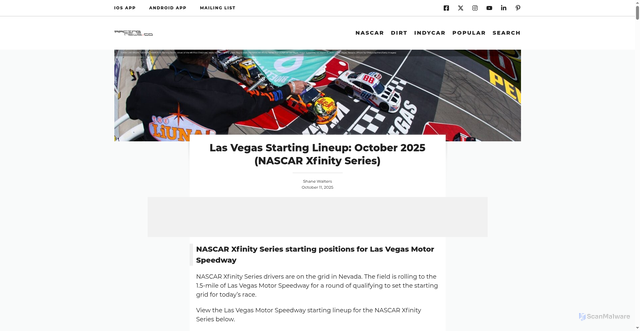 Security scan screenshot of https://racingnews.co/2025/10/11/las-vegas-starting-lineup-october-2025-nascar-xfinity-series/