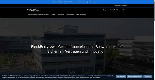 Security scan screenshot of https://www.blackberry.com