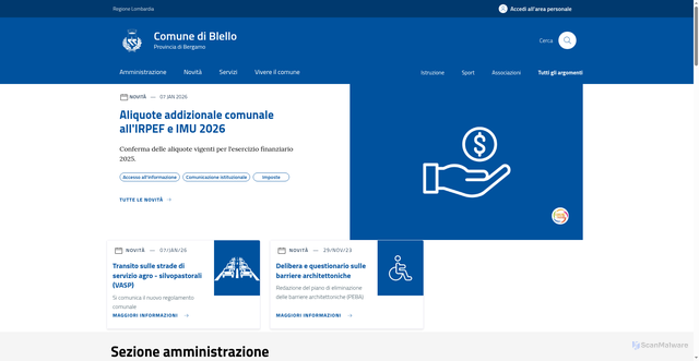 Security scan screenshot of https://www.comune.blello.bg.it/home/index.html