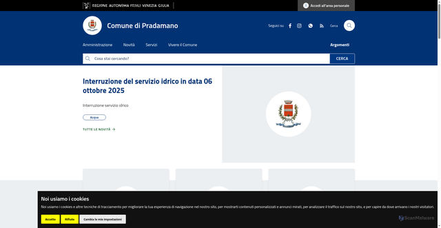 Security scan screenshot of https://www.comune.pradamano.ud.it/