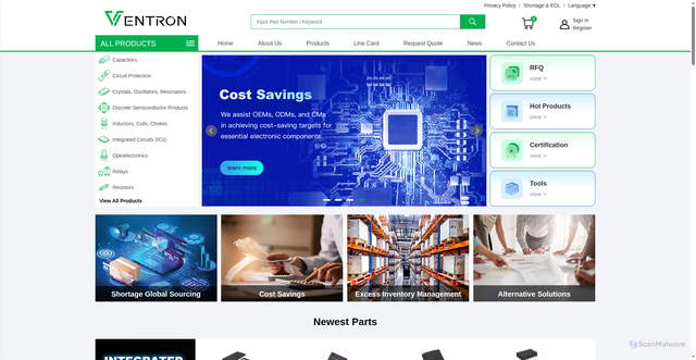 Security scan screenshot of https://www.ventronchip.com