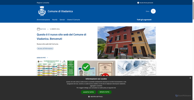 Security scan screenshot of https://www.comune.viadanica.bg.it/it