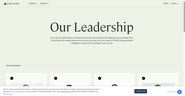 Security scan screenshot of https://www.acrisure.com/about-acrisure/leadership