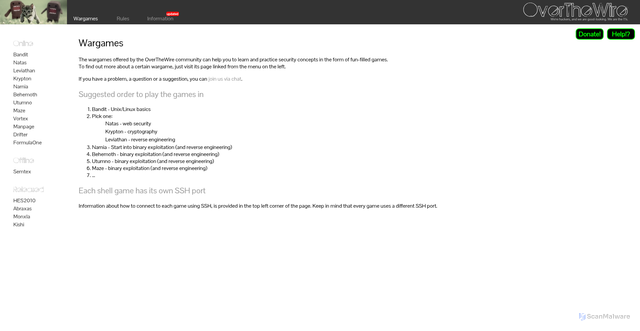 Security scan screenshot of https://overthewire.org/
