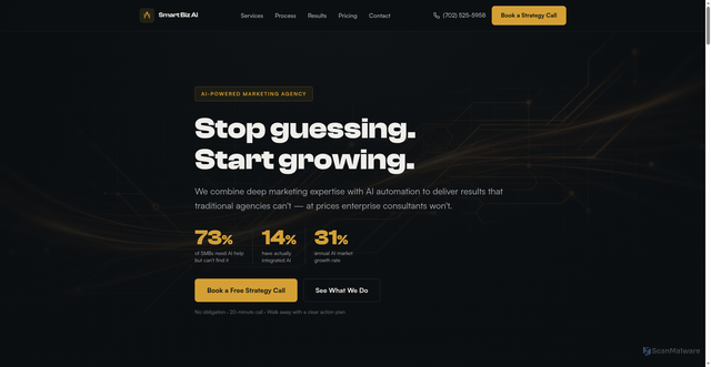 Security scan screenshot of https://thesmartbizai.com/