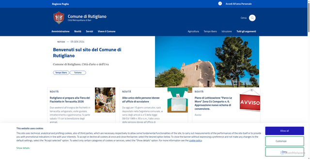 Security scan screenshot of https://www.comune.rutigliano.ba.it/