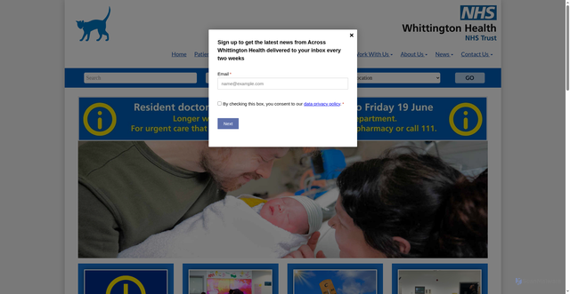 Security scan screenshot of http://www.whittington.nhs.uk