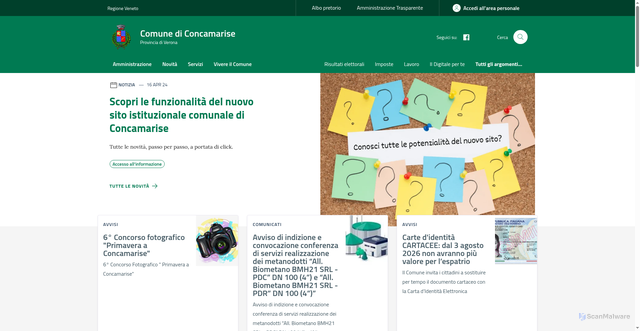 Security scan screenshot of https://www.comune.concamarise.vr.it/