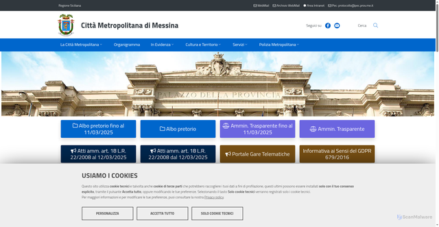 Security scan screenshot of https://www.cittametropolitana.me.it/