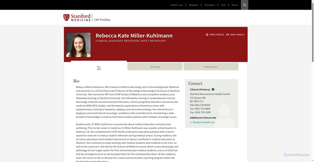 Security scan screenshot of https://med.stanford.edu/profiles/rebecca-miller
