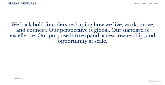 Security scan screenshot of https://www.serenaventures.com/