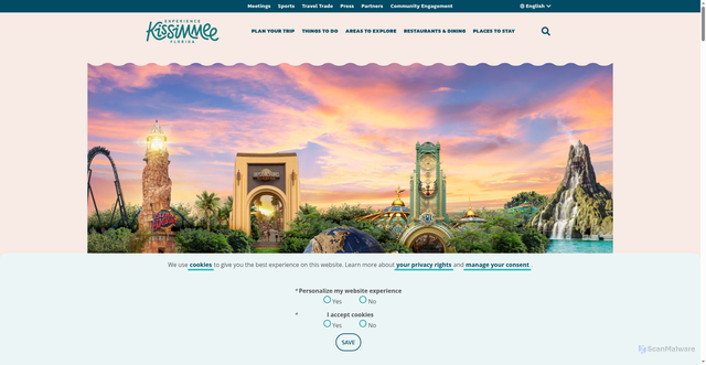 Security scan screenshot of https://www.experiencekissimmee.com/guide-to-universal-orlando-resort