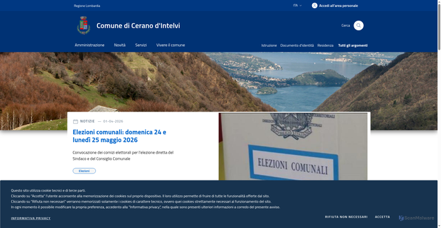 Security scan screenshot of https://www.comune.ceranodintelvi.co.it