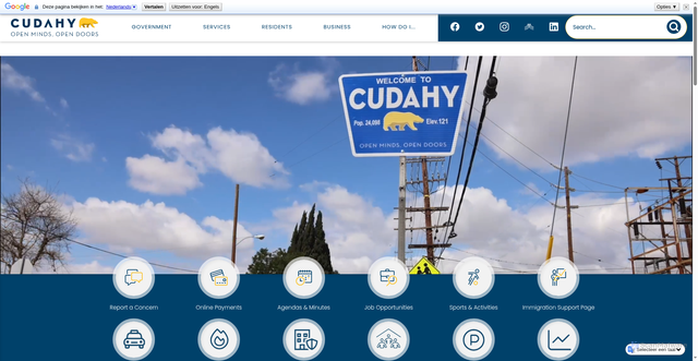 Security scan screenshot of https://www.cityofcudahyca.gov