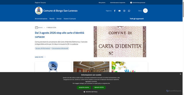 Security scan screenshot of https://www.comune.borgo-san-lorenzo.fi.it
