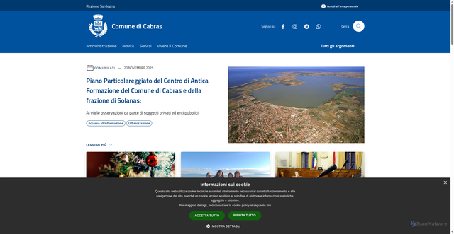 Security scan screenshot of https://www.comune.cabras.or.it/it