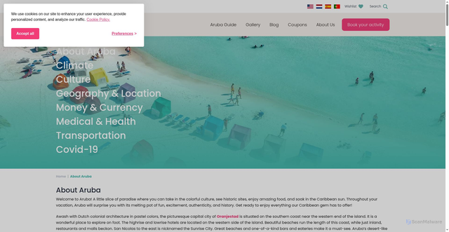 Security scan screenshot of https://www.myarubaguide.com/en/about-aruba