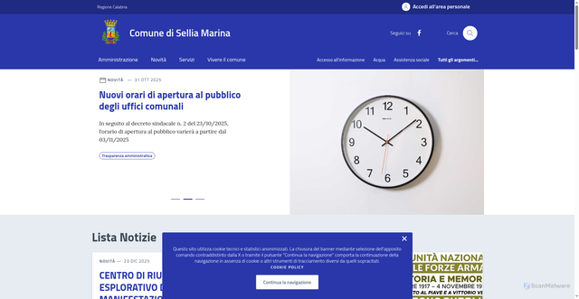 Security scan screenshot of https://comune.selliamarina.cz.it/