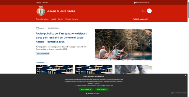 Security scan screenshot of https://comune.laccoameno.na.it/it