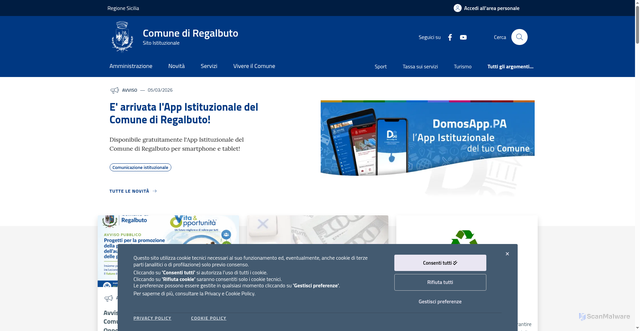 Security scan screenshot of https://www.comune.regalbuto.en.it