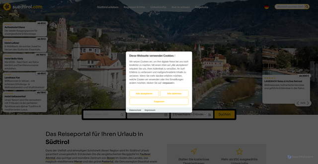 Security scan screenshot of https://suedtirol.com