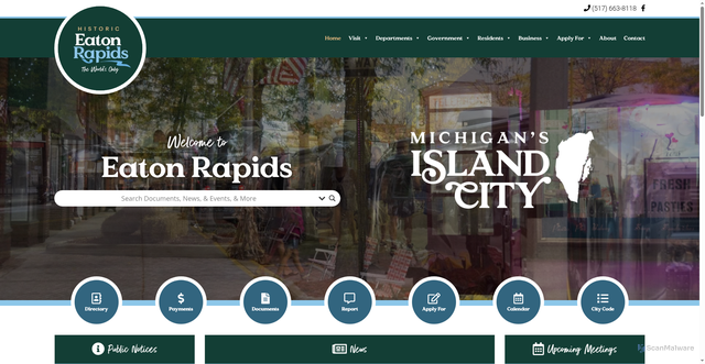 Security scan screenshot of https://www.cityofeatonrapids.gov/