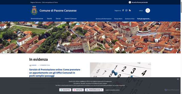 Security scan screenshot of https://www.comune.pavone.to.it/it-it/home