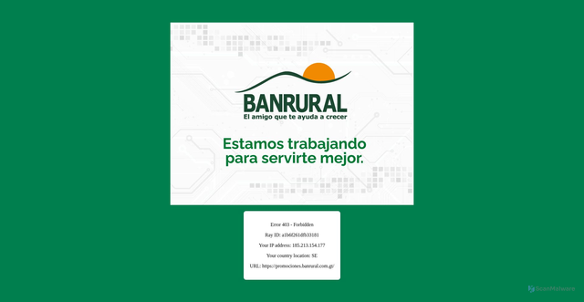Security scan screenshot of https://promociones.banrural.com.gt