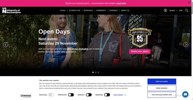 Security scan screenshot of https://www.northampton.ac.uk/