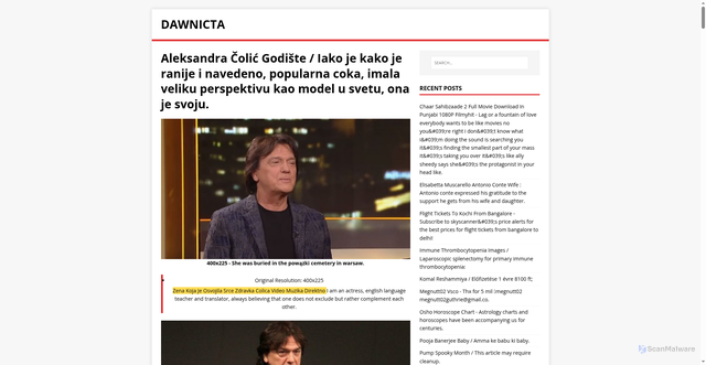 Security scan screenshot of https://tacinwad.pages.dev/post/aleksandra-colic-godiste/