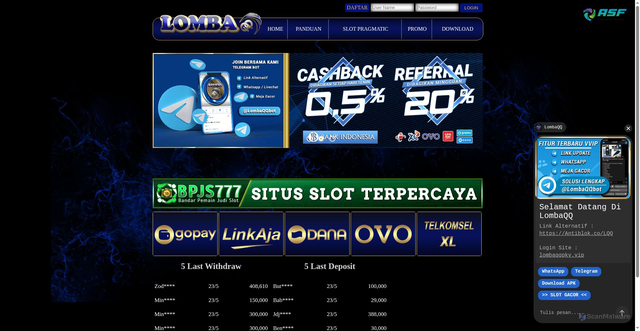 Security scan screenshot of http://majulombaqq.online/
