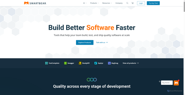 Security scan screenshot of https://smartbear.co