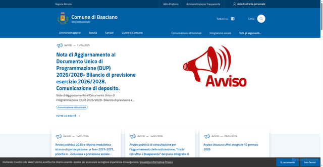Security scan screenshot of https://www.comune.basciano.te.it/