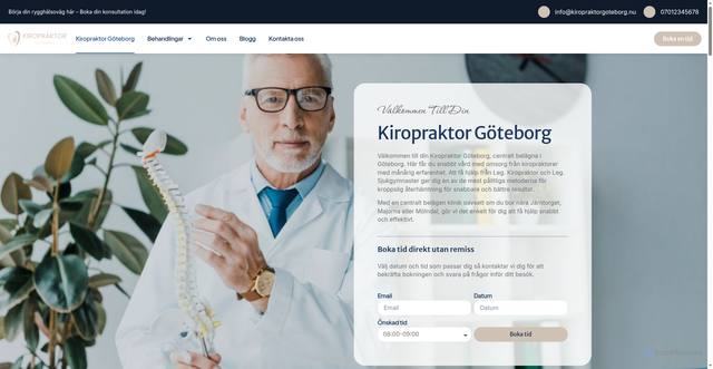 Security scan screenshot of https://kiropraktorgoteborg.nu